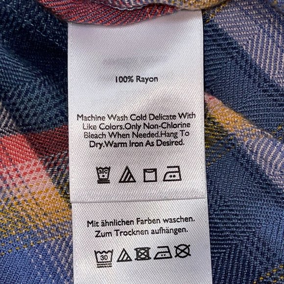 Women's Eddie Bauer‎ Button Up Pink Blue Plaid Super Soft Rayon XS - Picture 7 of 7